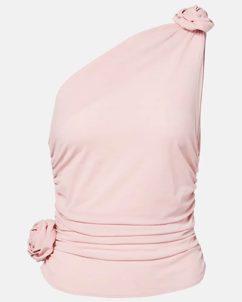 Magda Butrym One-Shoulder-Top aus einem Seidengemisch Rosa