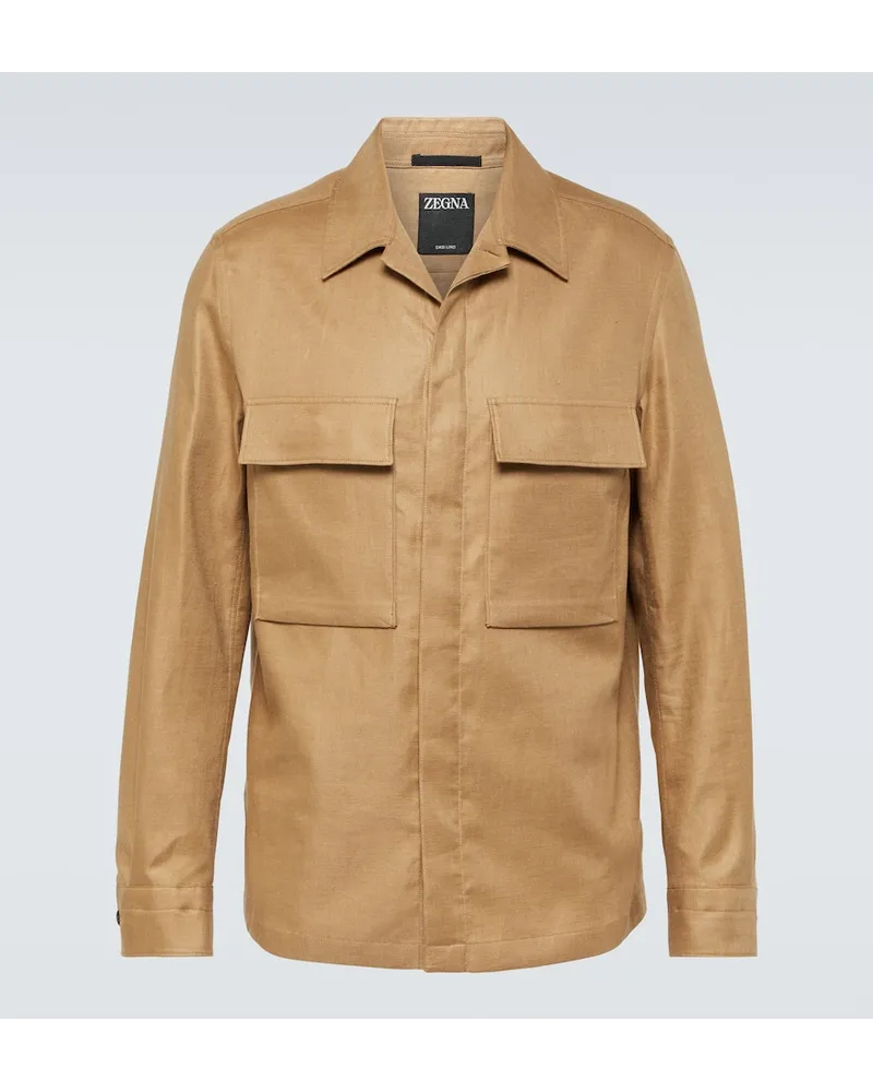 Ermenegildo Zegna Hemdjacke aus Leinen Beige