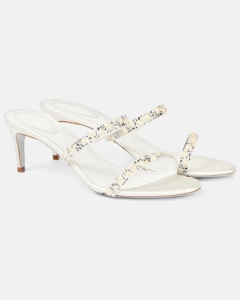 René Caovilla Bridal Sandalen Chandelier 60 aus Satin Weiß