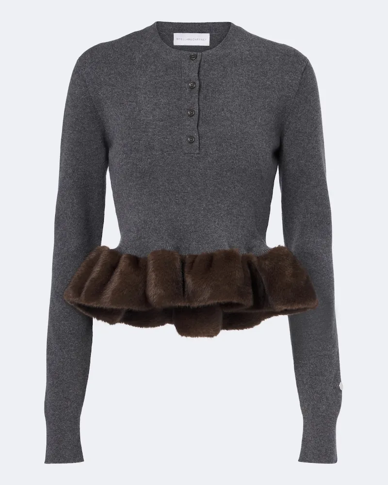 Stella McCartney Schößchenpullover aus einem Wollgemisch Grau