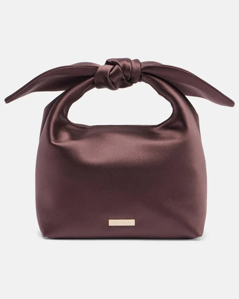Aquazzura Clutch Bow Tie Small aus Satin Braun