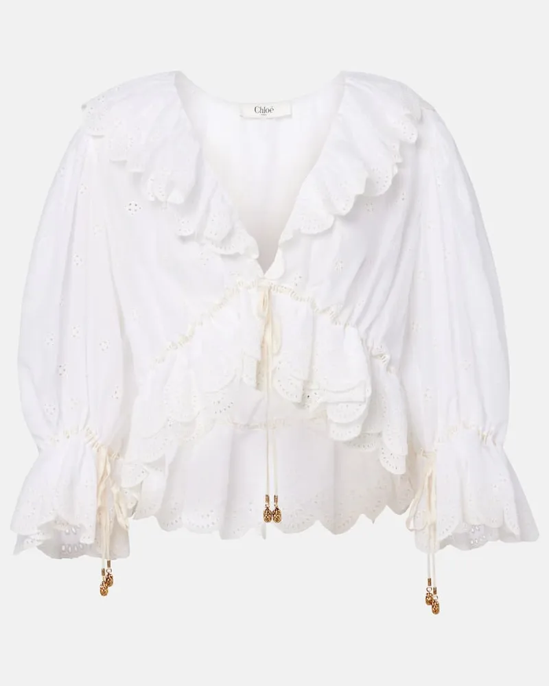 Chloé Chloé Bestickte Bluse aus Baumwolle Weiß