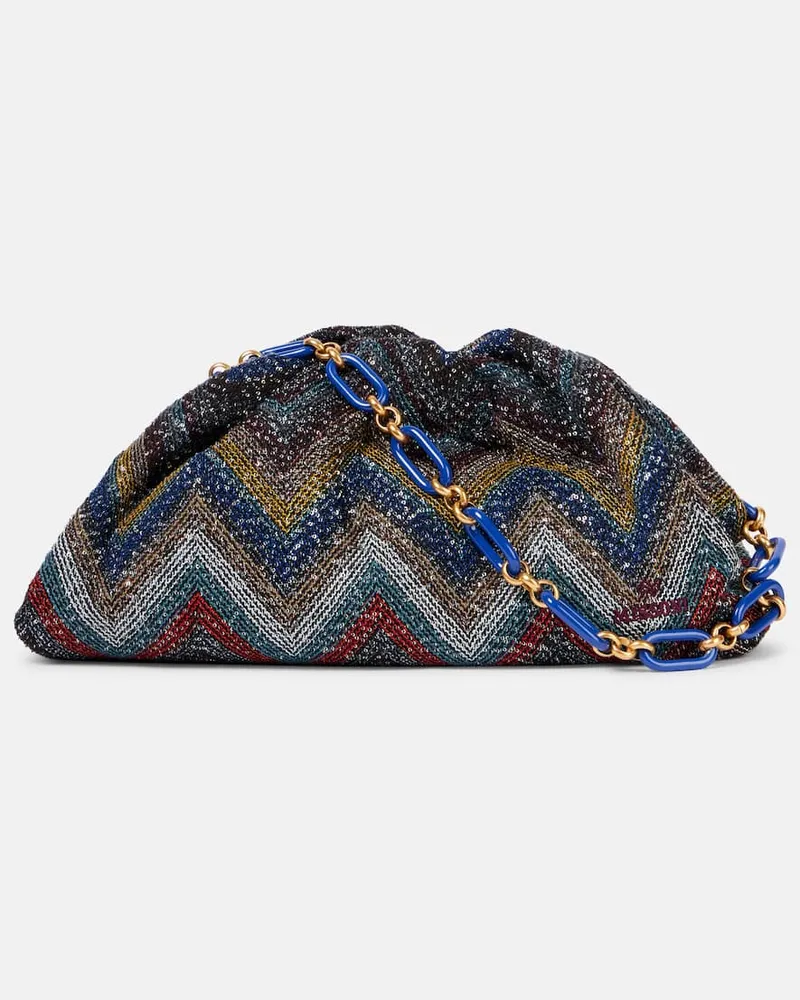 Missoni Schultertasche Medium aus Häkelstrick mit Pailletten Multicolor