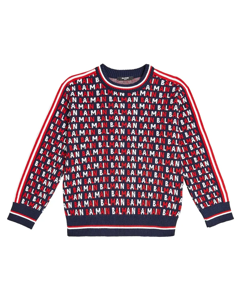 Balmain Pullover aus Baumwolle Blau