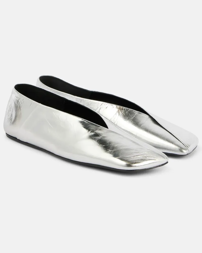 Jil Sander Ballerinas aus Metallic-Leder Silber