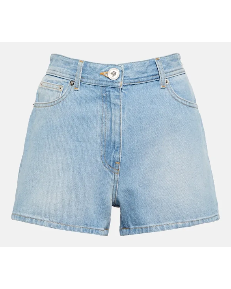 Versace Bedruckte Jeansshorts Blau