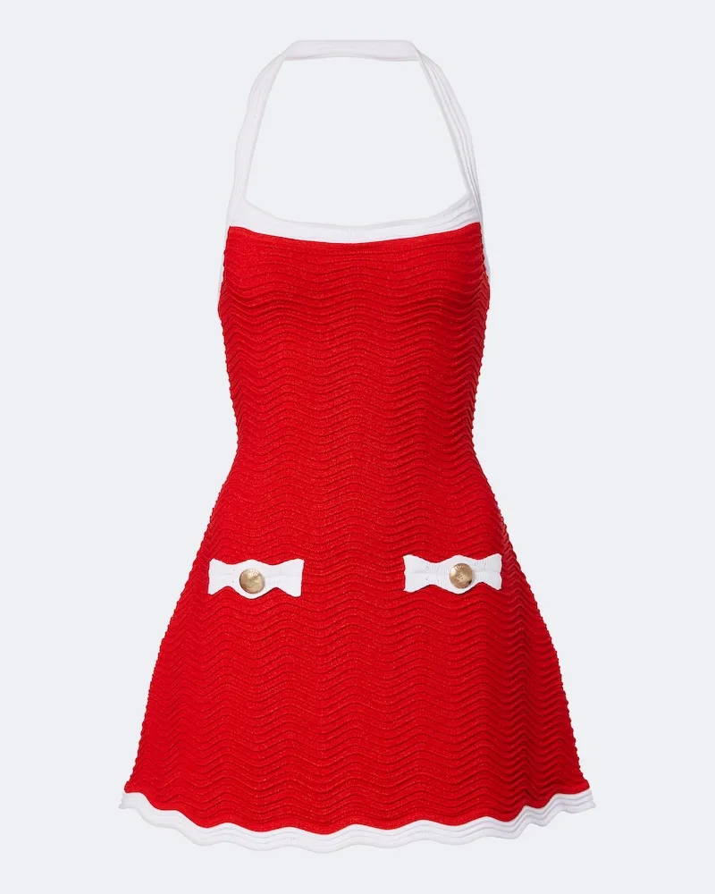 Retrofête Retrofête Minikleid Ondina aus Rippstrick Rot