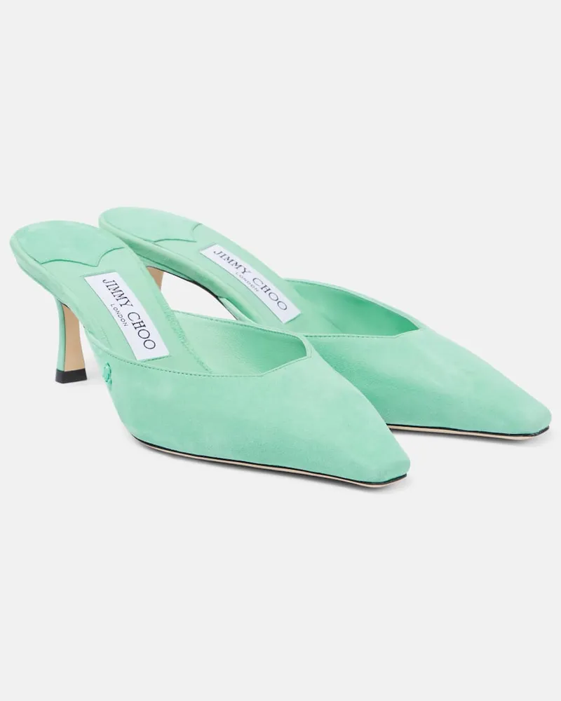 Jimmy Choo Mules Vivi 65 aus Veloursleder Grün