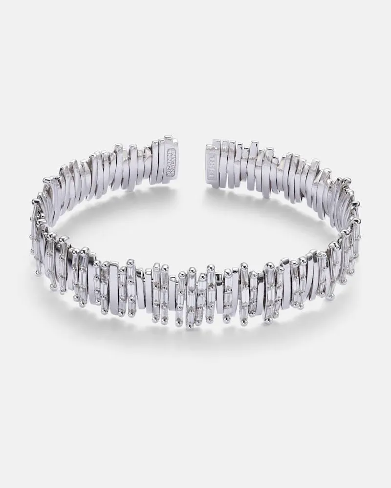 Suzanne Kalan Armreif aus 18kt Weißgold mit Diamanten Metallic