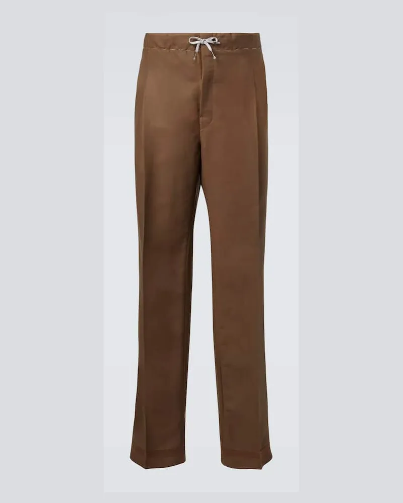 Maison Margiela Gerade Hose aus Mohair und Wolle Braun
