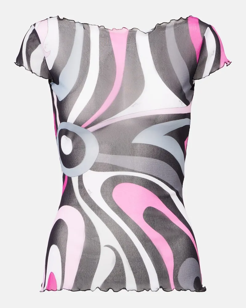 Emilio Pucci Top Marmo aus Tüll Multicolor