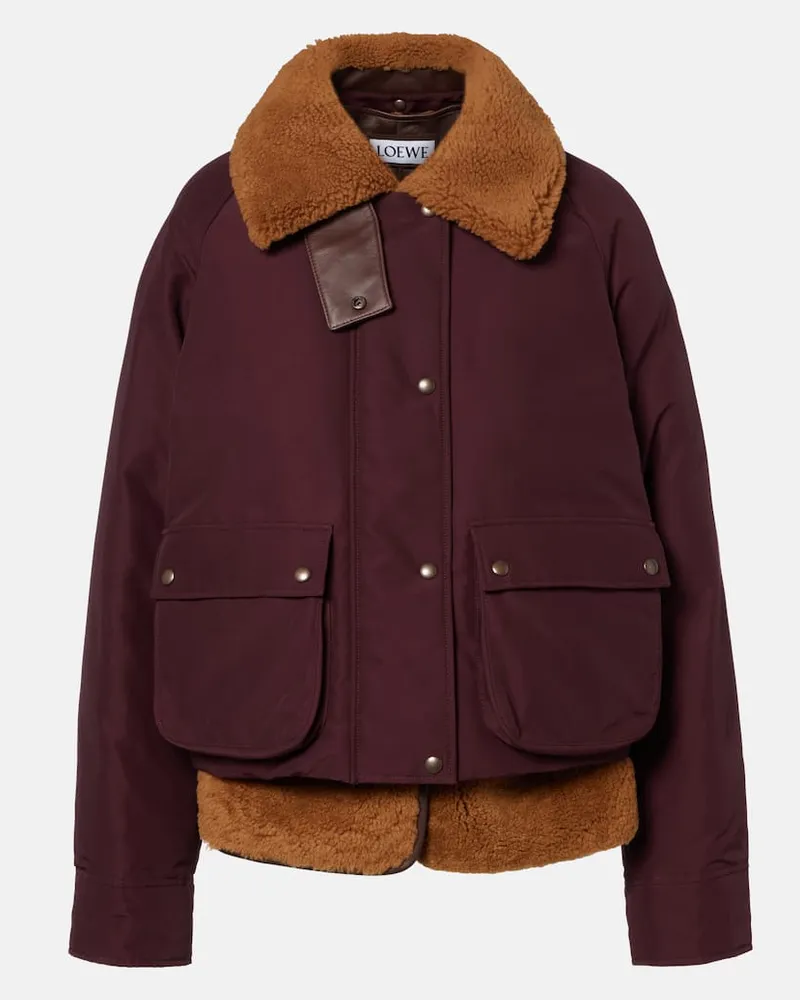 Loewe Wattierte Jacke mit Shearling Burgund