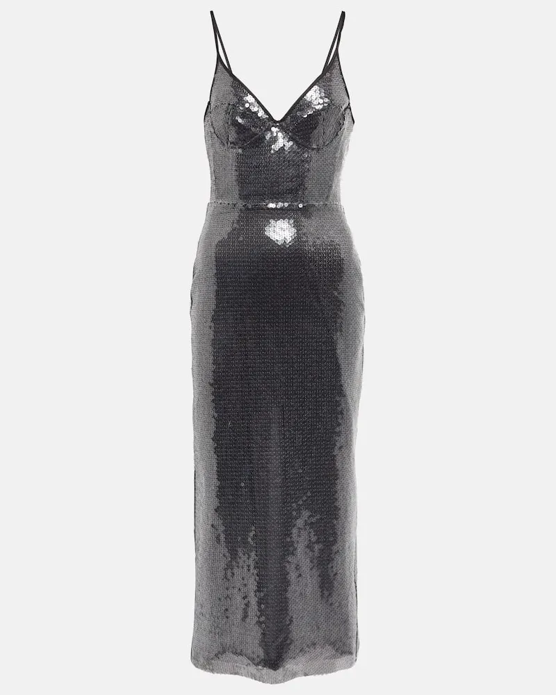 David Koma Midikleid mit Bleistiftrock Silber