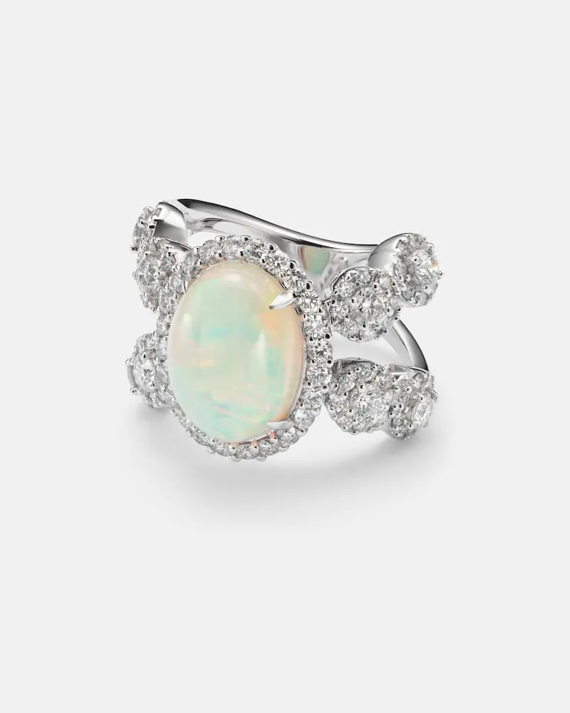 YEPREM Ring Reign Supreme aus 18kt Weißgold mit Diamanten und Opal Gold