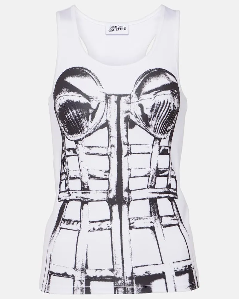 Jean Paul Gaultier Bedrucktes Top Cage Weiß