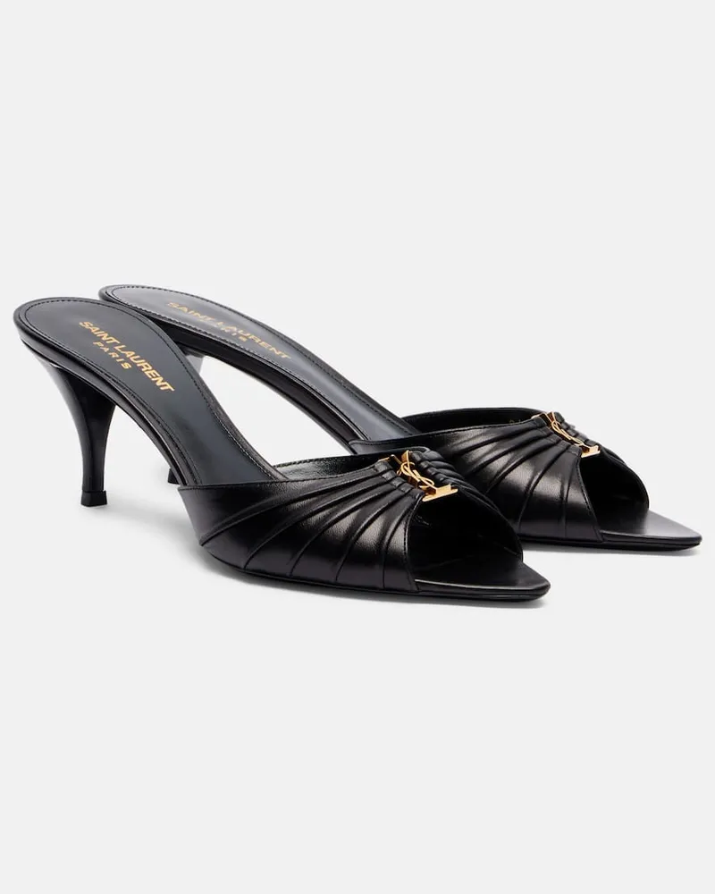 Saint Laurent Pantoletten Babylone 60 aus Leder Schwarz