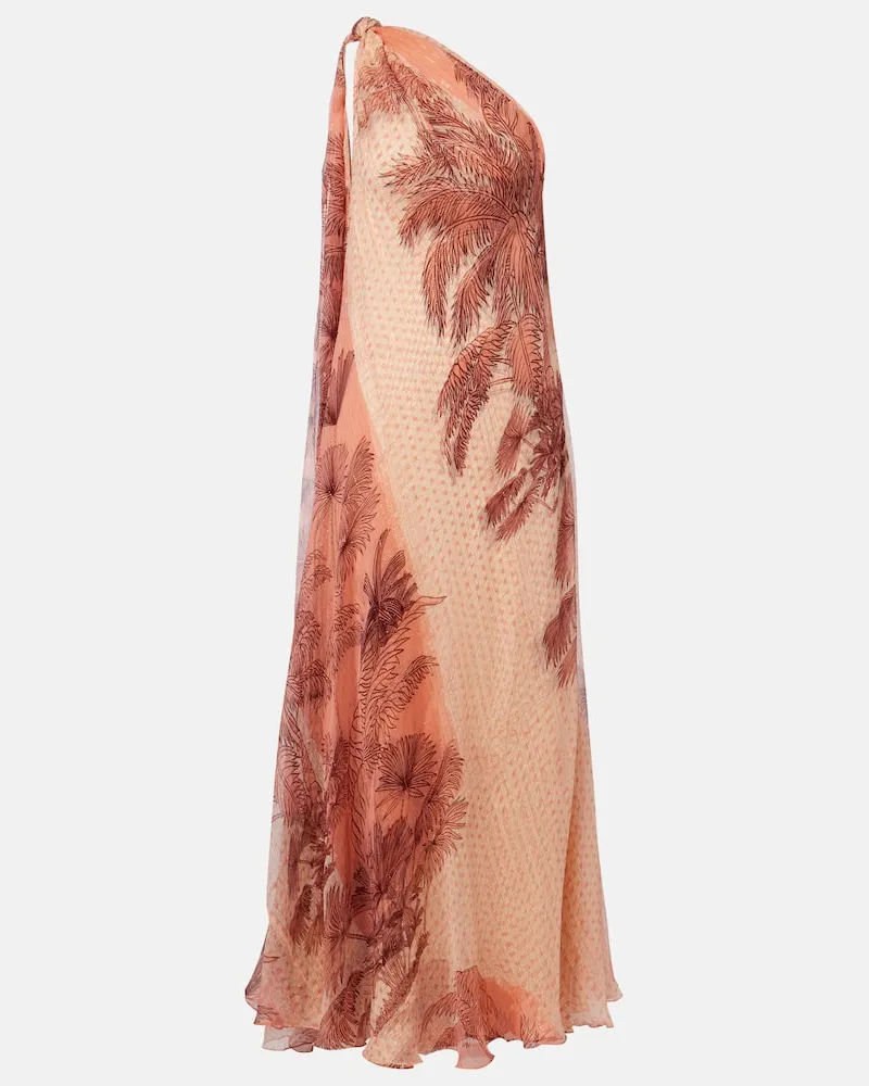 Johanna Ortiz Bedruckte Robe aus einem Seidengemisch Pink