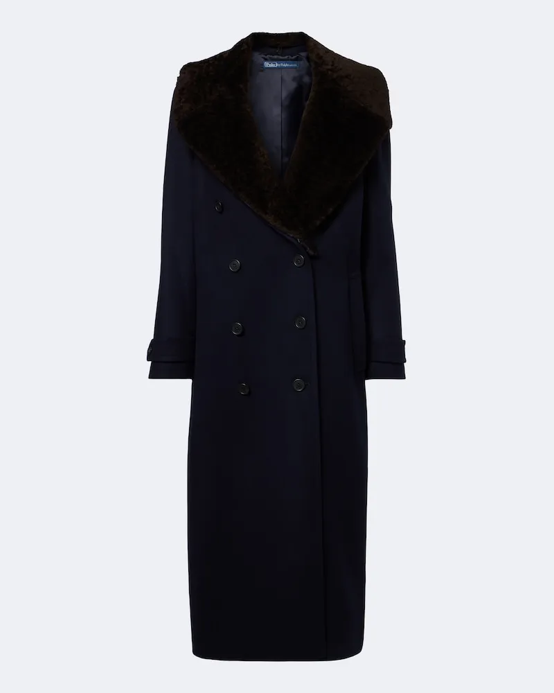 Ralph Lauren Mantel aus Wolle mit Shearling Blau