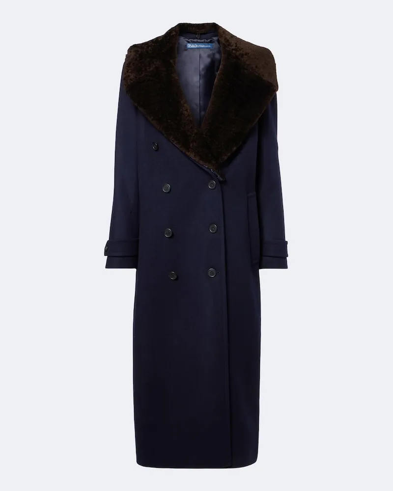 Ralph Lauren Mantel aus Wolle mit Shearling Blau