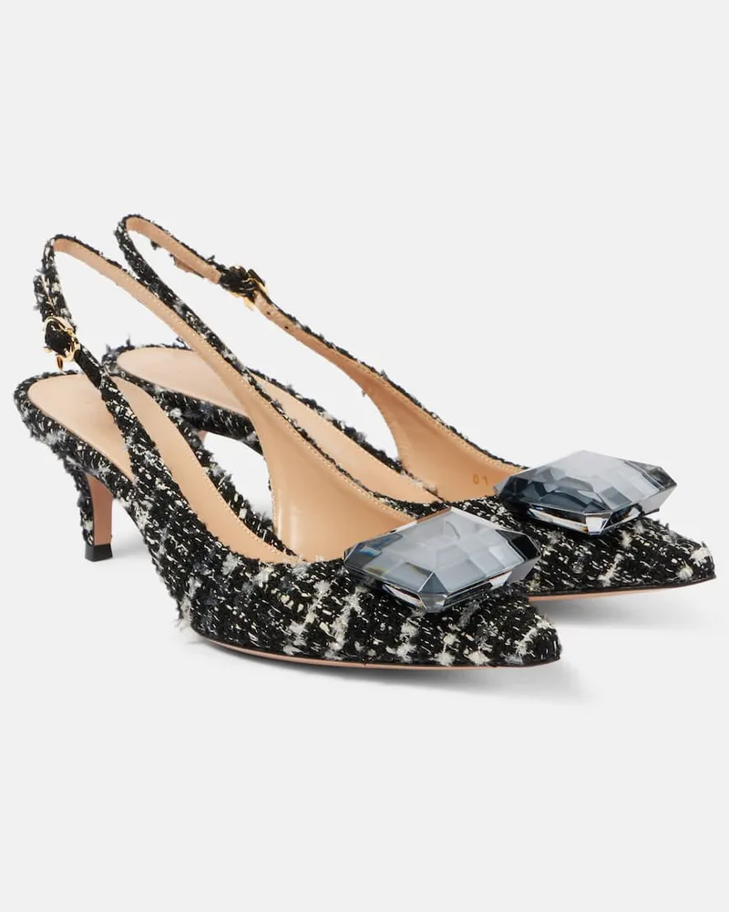 Gianvito Rossi Slingback-Pumps Jaipur 55 aus Bouclé Schwarz