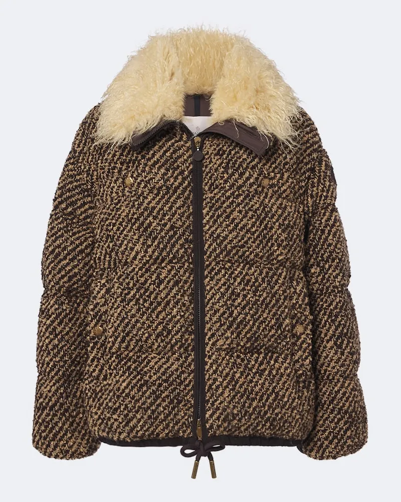 Moncler Daunenjacke Dynamique aus Bouclé Braun