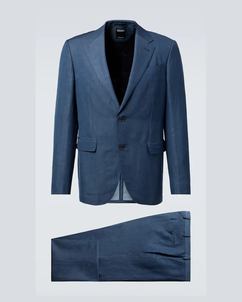 Ermenegildo Zegna Anzug aus Wolle und Leinen Blau