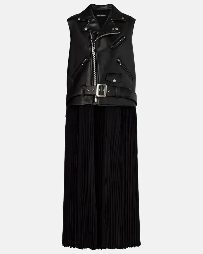 Junya Watanabe Maxikleid aus Lederimitat und Jersey Schwarz