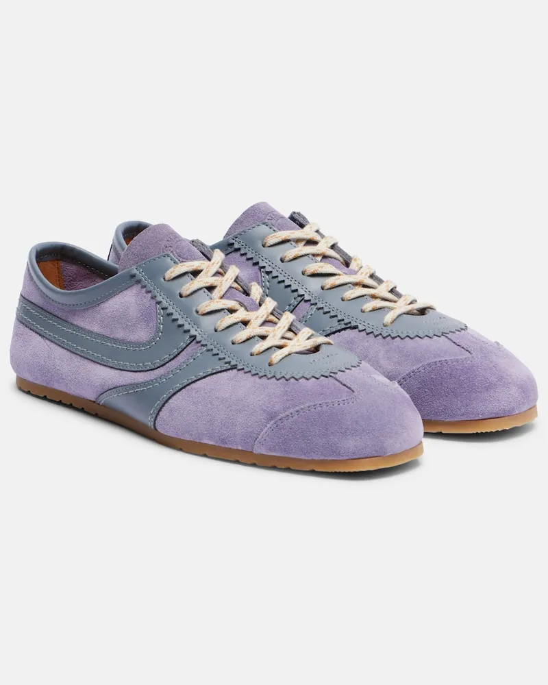 Dries van Noten Sneakers aus Veloursleder mit Leder Lila