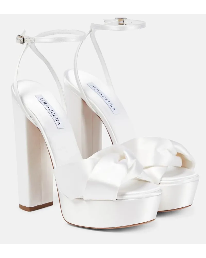 Aquazzura Plateausandalen Olie 140 Aus Satin Weiss