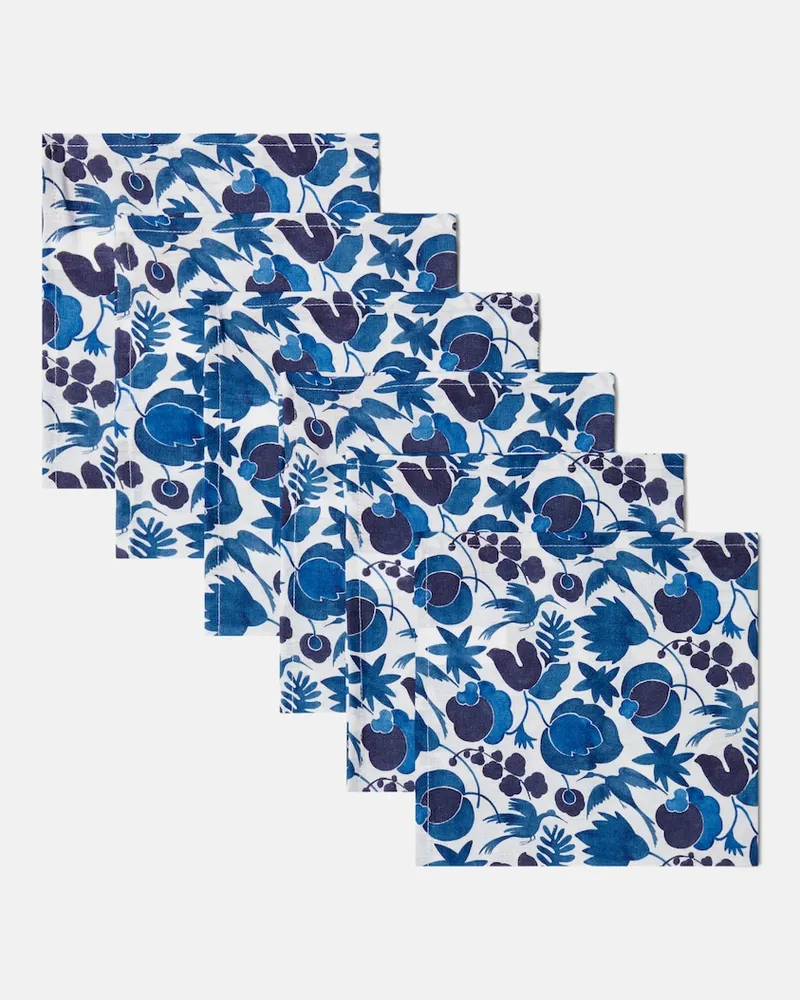 La DoubleJ Set Wildbird Blu aus sechs Servietten Blau