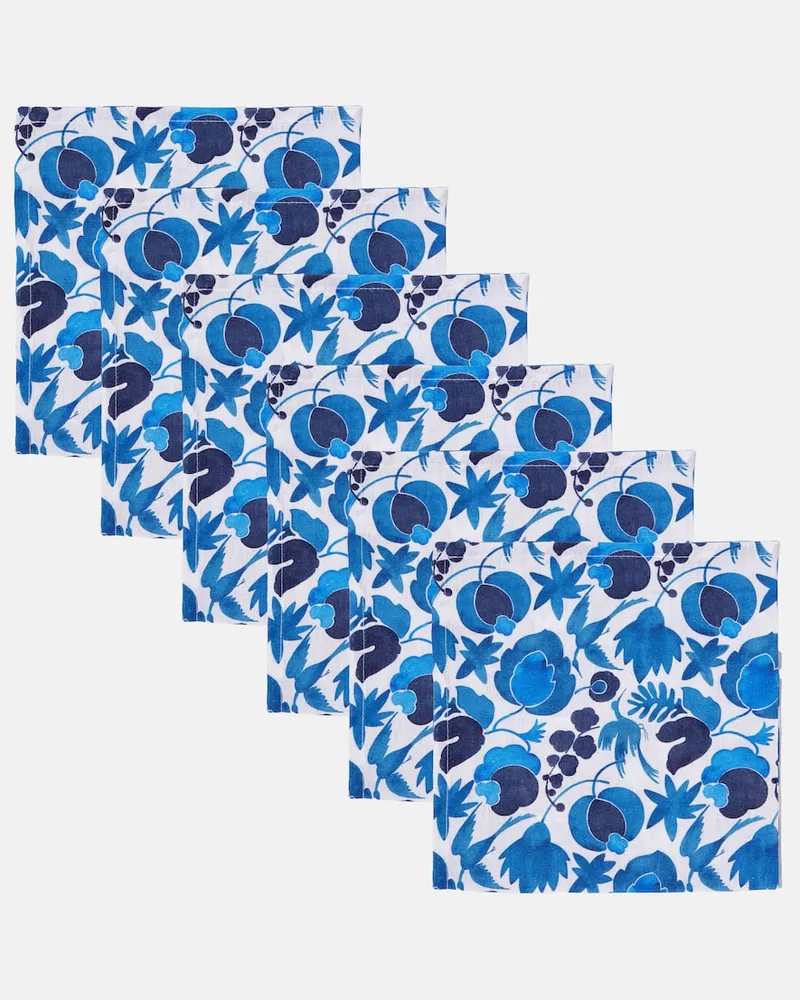 La DoubleJ Set Wildbird Blu aus sechs Servietten Blau