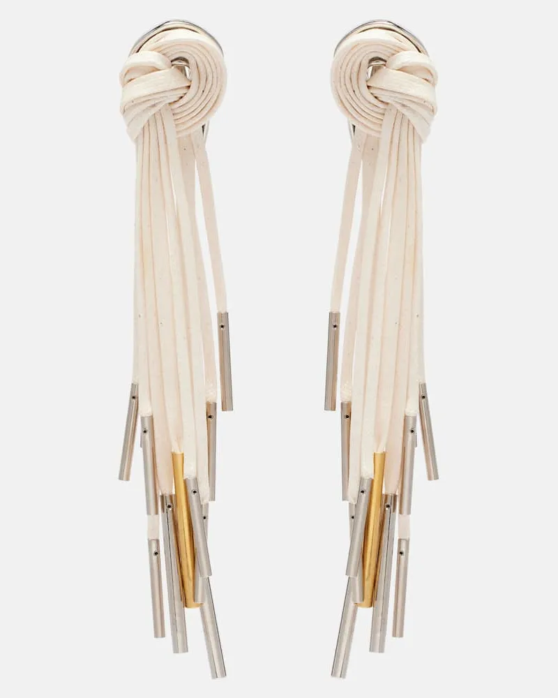 Dries van Noten Ohrringe aus Baumwolle Weiß