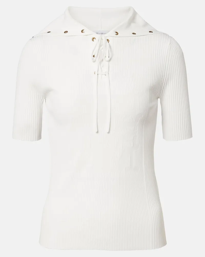 Max Mara Top aus Rippstrick Weiß