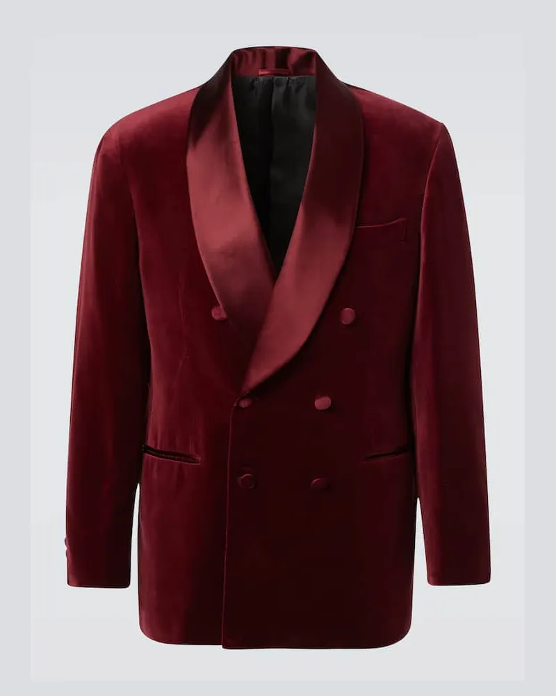 Brunello Cucinelli Smokingjacke aus Samt Burgunderrot