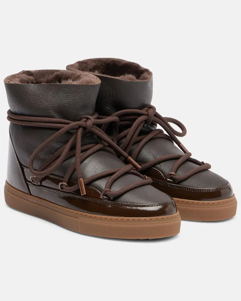 INUIKII Schneestiefel Gloss aus Leder Braun