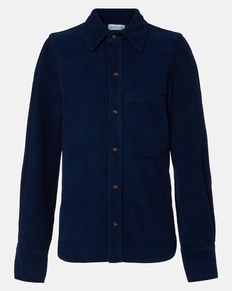 Victoria Beckham Hemd aus Baumwoll-Cord Blau