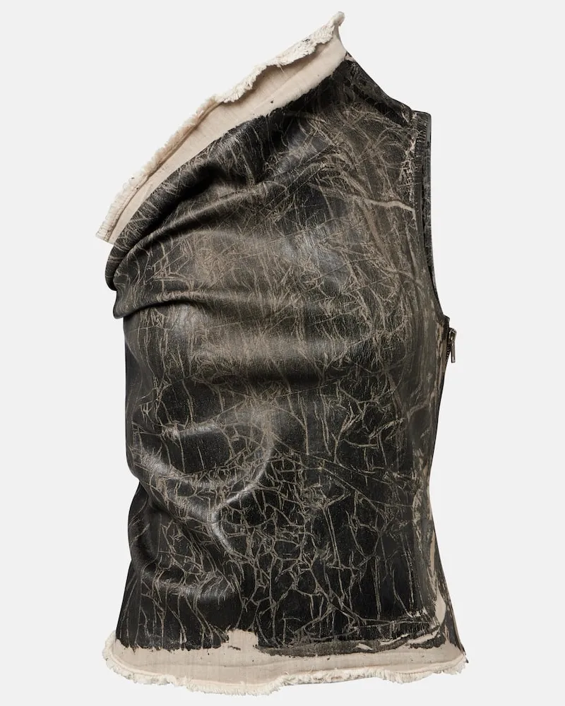 Rick Owens One-Shoulder-Top Athena aus Denim Schwarz