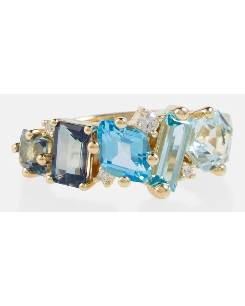 Suzanne Kalan Ring aus 14kt Gelbgold mit Diamanten und Topaz Gold