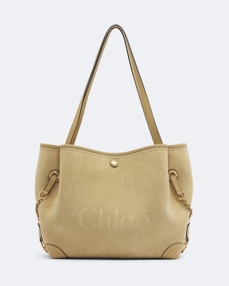 Chloé Chloé Tote Bag Chloé Clover aus Veloursleder mit Leder Beige