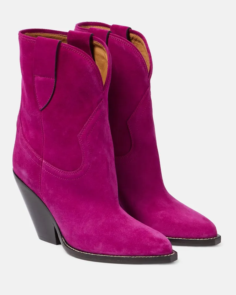 Isabel Marant Westernstiefel Leyane aus Veloursleder Rosa