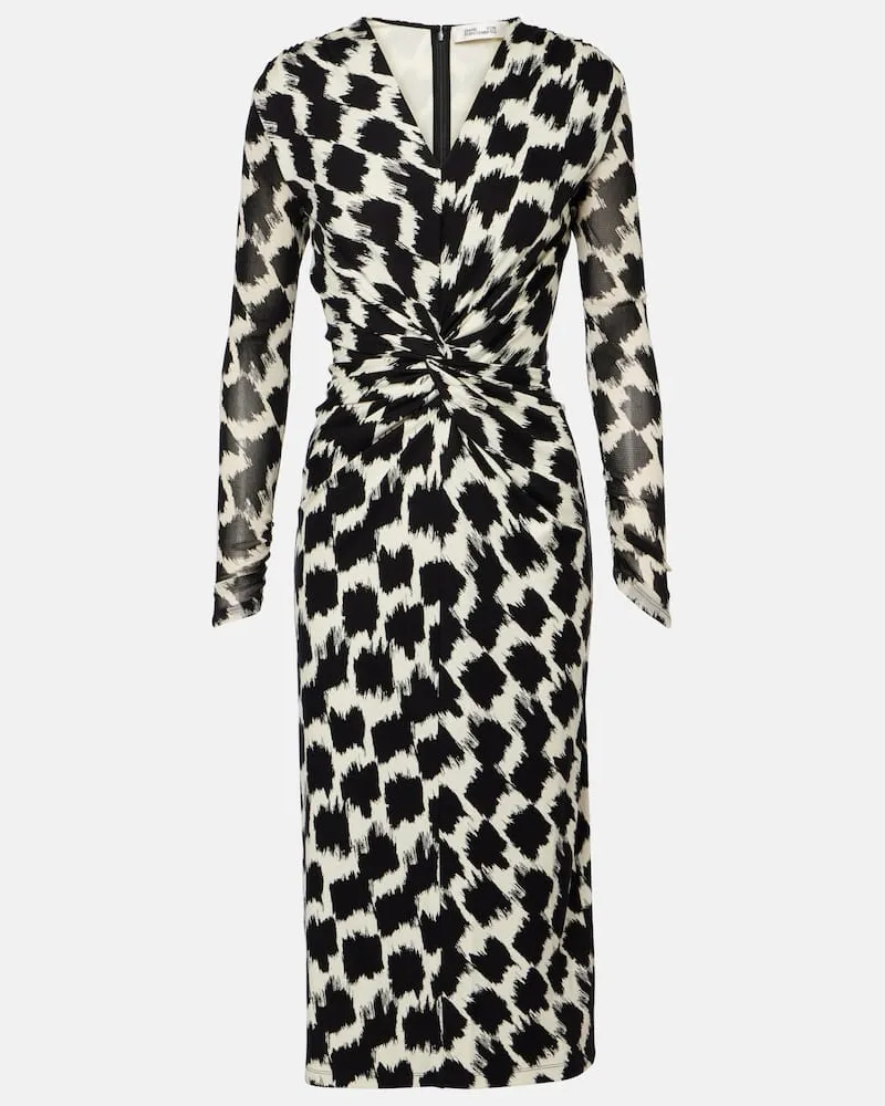 Diane von Furstenberg Bedrucktes Midikleid Libra Weiß
