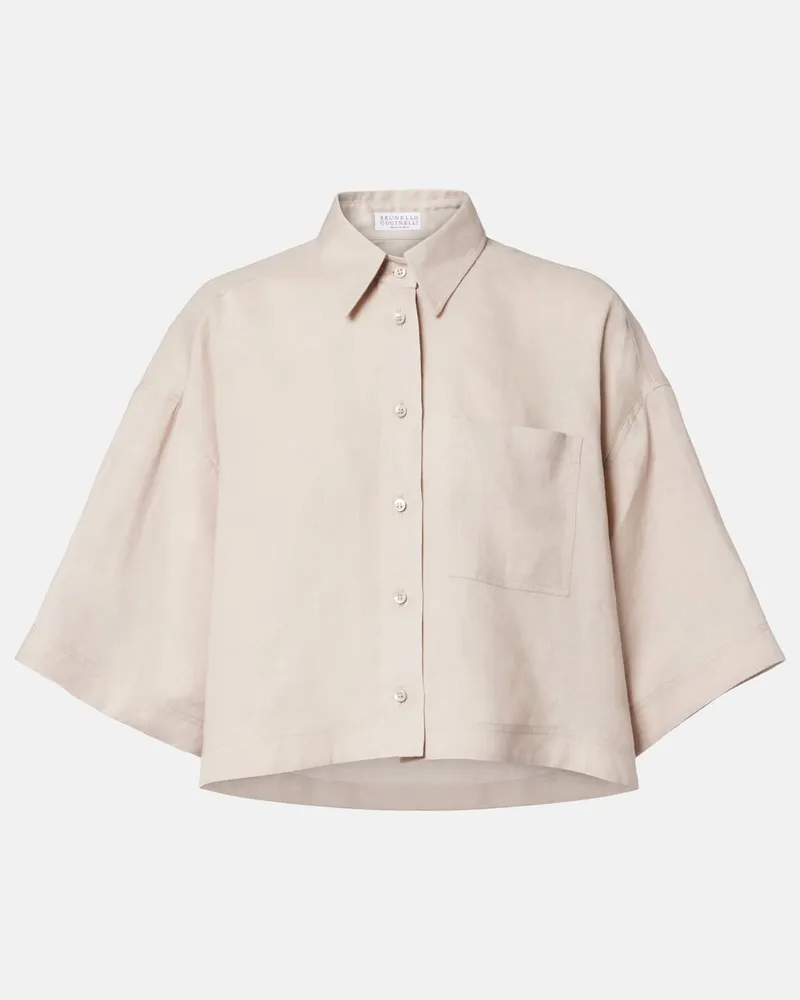 Brunello Cucinelli Oversize-Hemd aus Leinen Beige