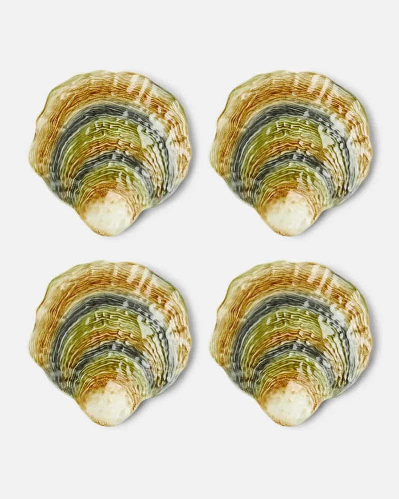 Bordallo Pinheiro Set aus vier Beilagentellern Oyster & Scallops Multicolor
