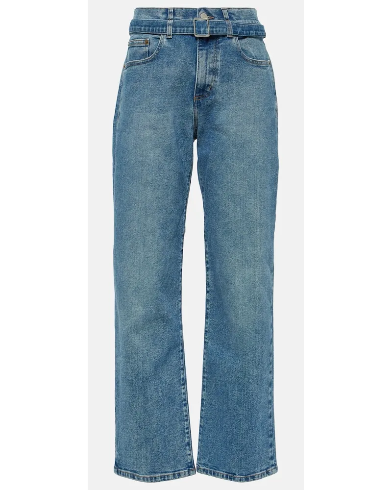 Proenza Schouler Mid-Rise Straight Jeans Ellsworth Blau