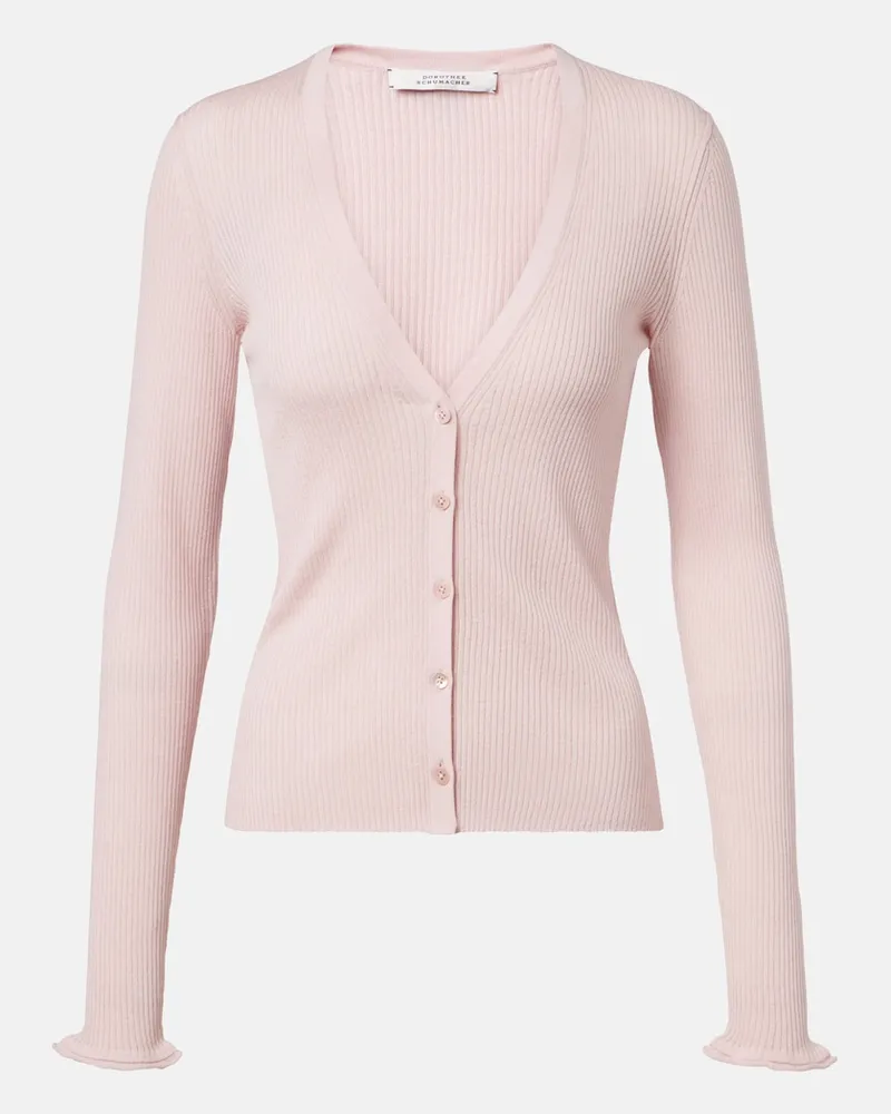 Dorothee Schumacher Cardigan Raffined Essentials aus Wolle und Baumwolle Rosa