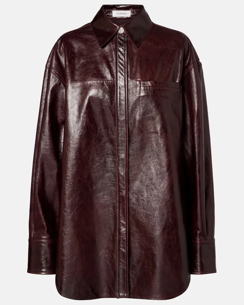 SPORTMAX Hemdjacke Borel aus Leder Burgunderrot