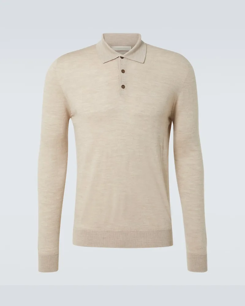 SAMAN AMEL Polopullover Allen aus Wolle Beige