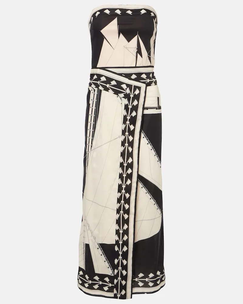 Johanna Ortiz Bedrucktes Midikleid Beige