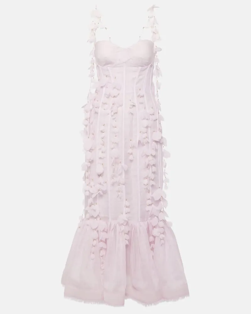 Zimmermann Bustier-Robe aus Leinen und Seide Violett