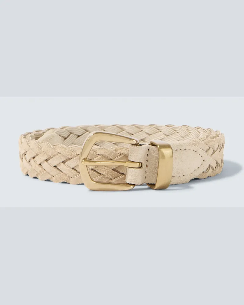 Eleventy Gürtel aus Veloursleder Beige